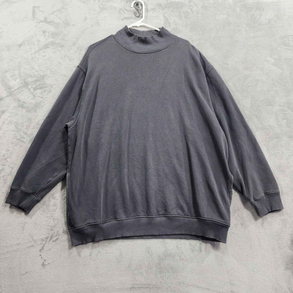 Aerie Sweatshirt Womens XL Gray Oversized Mock Neck Pullover Pockets Lounge